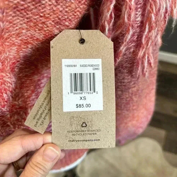 Frye and Co Sweater Womens XS Orange Pink Ombre Fringe LS Western Boho NWT - Picture 4 of 10